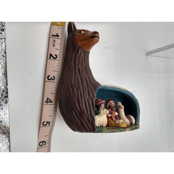 Handcrafted Peruvian Nativity Scene Inside Llama Figurine - Picture 6 of 6